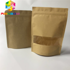 کیسه های کاغذی چاپی سفارشی با کیسه کرافت Ziplock قهوه ای برای قهوه / چای با کیسه بسته بندی پنجره ایستاده