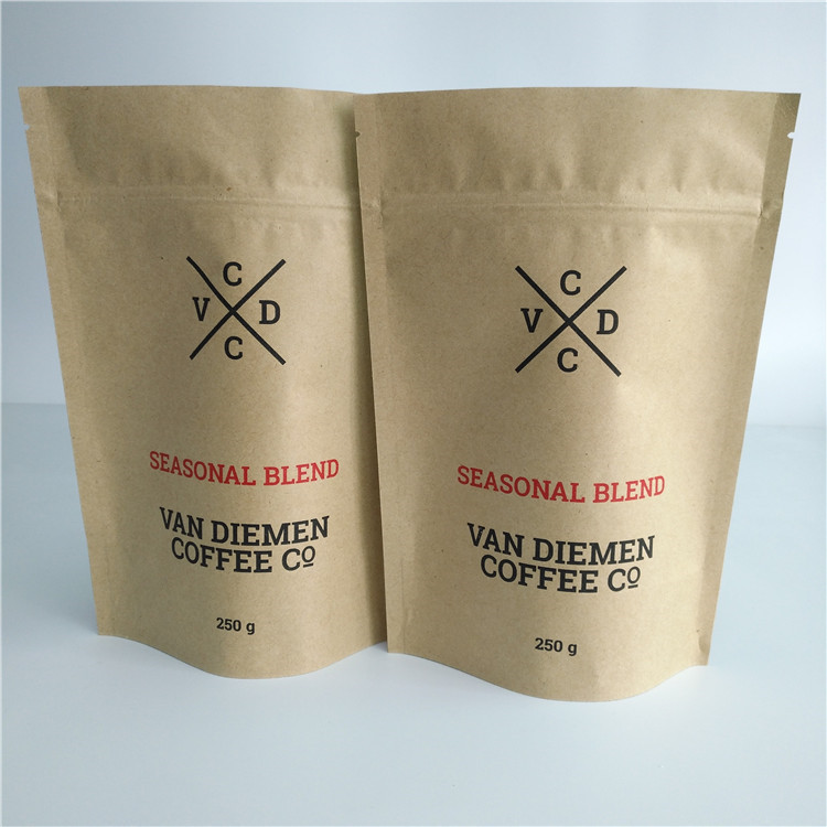 کیسه کاغذ سفارشی بسته بندی دانه های گیاهی Ziplock Valve Proof برای قهوه / چای