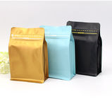 بسته بندی زیپ پلاستیکی چاپ سفارشی قهوه کیسه ای مات آبی تخت کیسه های پایین 250g، 1lb، 2Lb