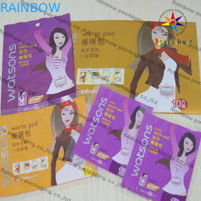 زیپ قفل پلاستیکی لوازم آرایشی و بهداشتی بسته بندی فشرده تخت برای پد گرم