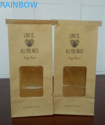 قهوه ای پاک کردن کاغذ سفارشی کیسه های کاغذی قلع قلم برای بسته بندی مواد غذایی