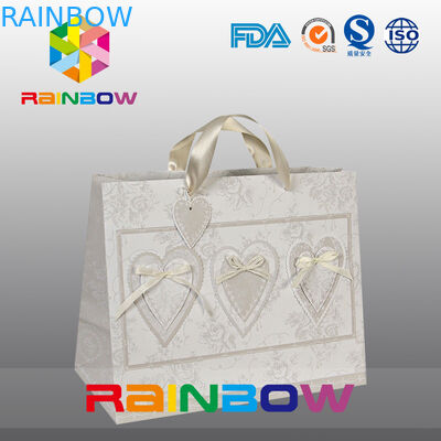 طراحی منحصر به فرد سفید / قرمز سفارشی کیسه کاغذی قابل چاپ با دستگیره