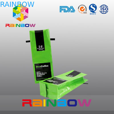 کیسه های براق Side Gusset کیسه های بسته بندی آلومینیوم فویل، قلع سبز قهوه کیف چرم