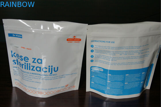 کیسه های استریلیزر مایکروویو پلاستیکی چند لایه مواد غذایی با زیپ ایستادن