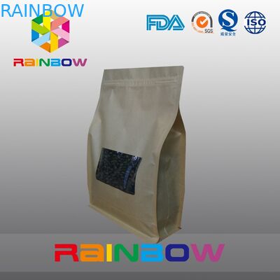 کاغذ کرافت 8 کیسه مهر و موم مهر و موم، کیسه های پایین gusset بو داده بسته بندی دانه قهوه