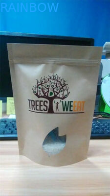 لوگو چاپی دستگیره کیسه های مهر و موم / کیسه کاغذ کرافت برای مخلوط کردن پخت با پنجره و Ziplock