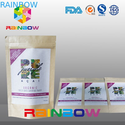 Logo printed Chia دانه Krafter کاغذ کیسه Ziplock / مهره بسته بندی مواد غذایی اسنک