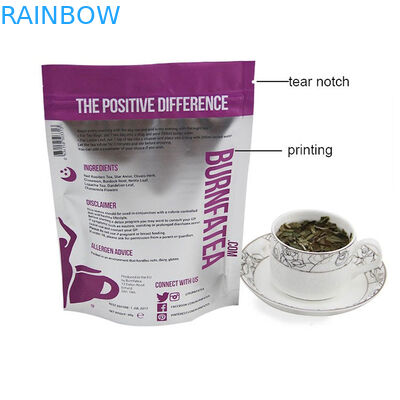 کیسه بسته بندی کیسه ای Mylat چاپ شده با Ziplock، بسته بندی بسته بندی چای سفارشی بسته بندی شده