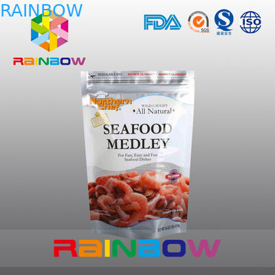 بسته بندی سفارشی کردن بسته بندی کیسه های فویل زیپ برای غذاهای دریایی منجمد