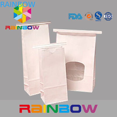 کیسه کاغذ سفید کرافت تخت پایین کیسه های کاغذی با قلع قلاب، چیا بسته بندی دانه