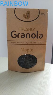 کیسه های کاغذی سفارشی Recyclable Stand Up Brown Kraft Paper OEM