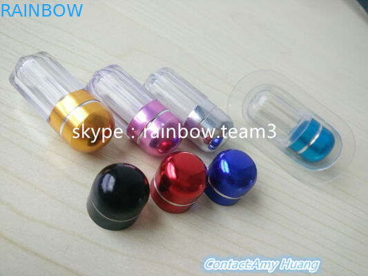 ظرف پلاستیکی کوچک قابل استفاده مجدد برای قرص های سکسی / بطری شکل کپسول با کلاه گرد فلزی