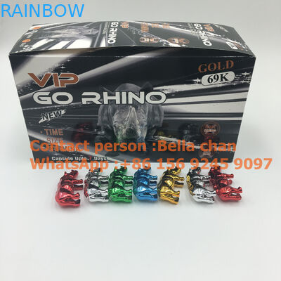 شینی نقره ای / طلایی جنسیت طلایی اسباب بازی های راینو برای بسته بندی Go Rhino، بطری های شکل Rhino