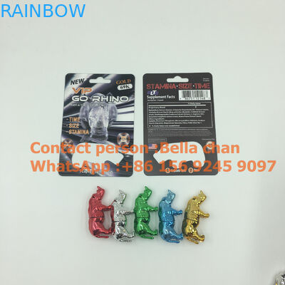 شینی نقره ای / طلایی جنسیت طلایی اسباب بازی های راینو برای بسته بندی Go Rhino، بطری های شکل Rhino