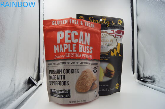 بسته بندی کیسه های اسنک Doypack Zipper برای بیسکویت، کیسه های سفارشی چاپ شده