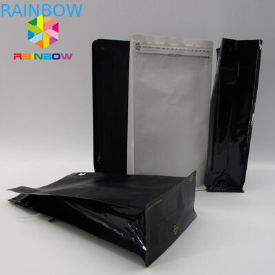 کیسه های قهوه ای سیاه و سفید با جعبه های عمده فروشی Valve Bottom کیسه های قهوه / تخت پایین کیسه ای برای 12oz 250g Coffee Bean