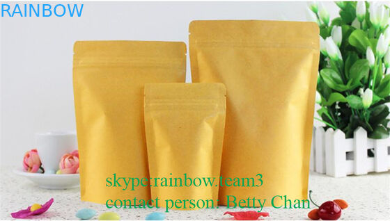 تبلیغاتی کیسه های کاغذی Brown Kraft با پنجره / Doypack کیسه های چای داغ قابل انعطاف