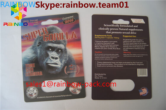 چاپ کارت گرم 3D چاپ کارت مگا 3D 3D اثر قرص کارت بسته بندی کارت 3D / کارت چاپ 3D Rhino کاغذ تاول زده ca