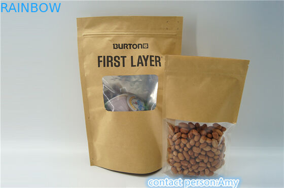 کیسه کاغذ کرافت Ziplock قابل شستشو / کیسه های بسته بندی مواد غذایی