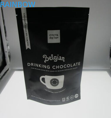 12 اونس چاپ سفارشی جعبه بسته بندی کیسه های فویل قهوه ای سیاه و سفید با شیر / زیپ