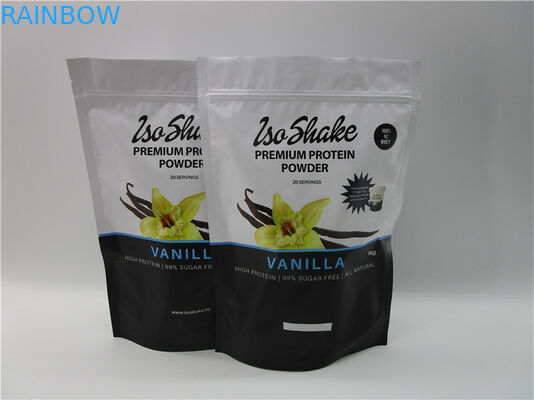 کیسه های بسته بندی پودر پروتئین برای بسته بندی تغذیه ای 1 کیلوگرم با ziplock و قطعه اشک