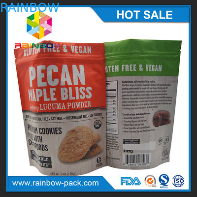 آلومینیوم فویل چیپ کیسه تراشه بسته بندی فویل آلومینیوم ایستاده ziplock 250g کوکی بسته بندی کیسه