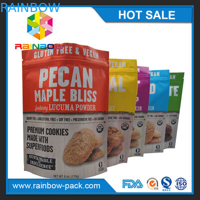 آلومینیوم فویل چیپ کیسه تراشه بسته بندی فویل آلومینیوم ایستاده ziplock 250g کوکی بسته بندی کیسه