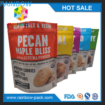 آلومینیوم فویل چیپ کیسه تراشه بسته بندی فویل آلومینیوم ایستاده ziplock 250g کوکی بسته بندی کیسه