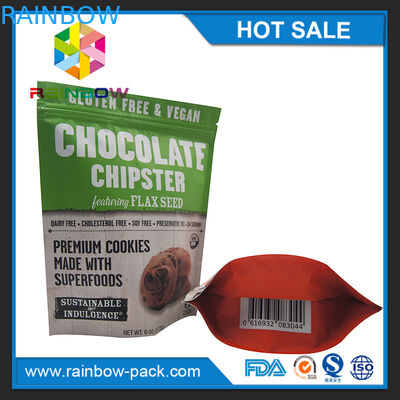 آلومینیوم فویل چیپ کیسه تراشه بسته بندی فویل آلومینیوم ایستاده ziplock 250g کوکی بسته بندی کیسه