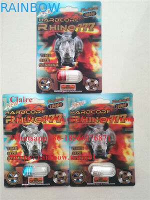 جدیدترین 3D چاپ مردانه تقویت کننده قرص کارت پلاستیکی Rhino 25 / Crazy Rhino 50k بسته بندی تاول زده شده