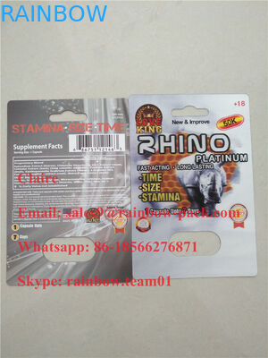 جدیدترین 3D چاپ مردانه تقویت کننده قرص کارت پلاستیکی Rhino 25 / Crazy Rhino 50k بسته بندی تاول زده شده