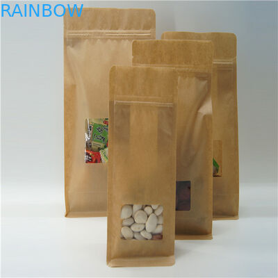 کیسه کاغذی کرافت قهوه ای با پاک کردن پنجره، Zip Lock کیسه قهوه