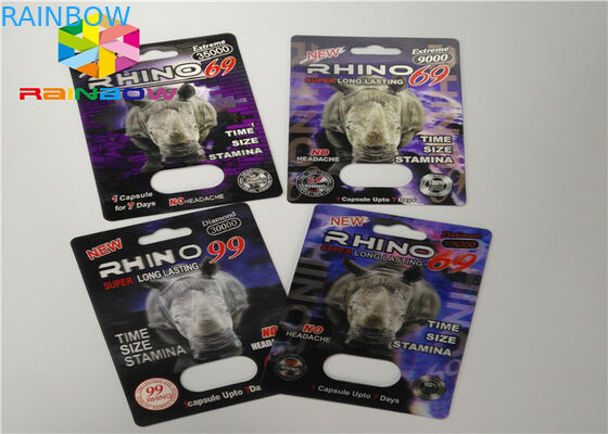 3D Effect دیوانه Rhino 69 Rhino 7 کپسول قرص های جنسی قرص جعبه بسته بندی قرص جعبه و کارت قرص 3d / جعبه