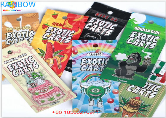 SGS بسته بندی لوازم آرایشی و بهداشتی گیاهی هولوگرام Foil Vape Cartridge Mini کیسه های Mylar Ziplock