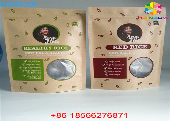 کیسه های کاغذی سفارشی قابل استفاده مجدد کیسه های مواد غذایی ایستاده Ziplock بوی با پنجره