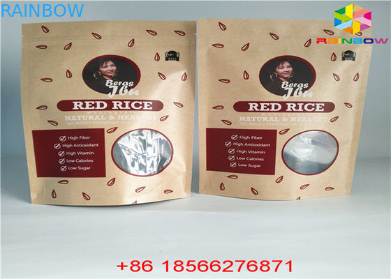 کیسه های کاغذی سفارشی قابل استفاده مجدد کیسه های مواد غذایی ایستاده Ziplock بوی با پنجره