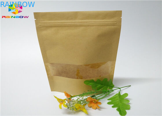 Kraft کیسه های کاغذی سفارشی آجیل کرافت شکر Snack بسته بندی مواد غذایی پنجره Ziplock