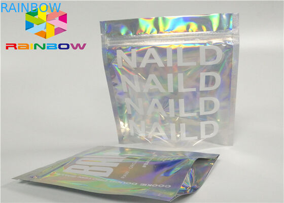 بسته بندی زیپ چاپ پلاستیکی فویل Mylar فویل ziplock بسته بندی هولوگرام لیزر هولوگرافی پاکت کیسه کیسه زیپ برای هدیه / بطری