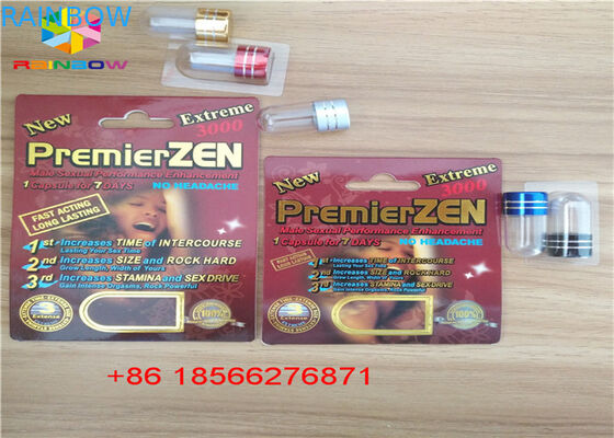 جعبه های بسته بندی قرص های جنسی و جعبه نمایش سه بعدی Stiff Rox قرص کارت قرص کاغذی / کپسول جعبه کاغذ با دو سوراخ