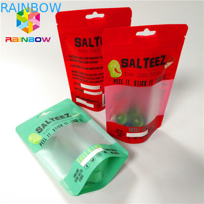 کیسه های پلاستیکی سفارشی چاپ کیسه های کیسه های بسته بندی مواد غذایی با پنجره های مستطیلی و زیپ برای ذخیره سازی قابل استفاده مجدد