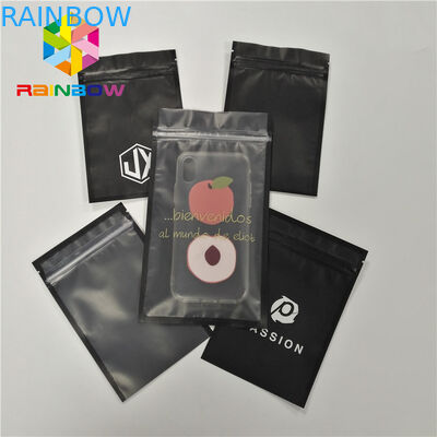 کیسه پلاستیکی سفارشی چاپ شده سه طرفه برای بسته بندی پوسته تلفن با زیپ و جبهه پاک