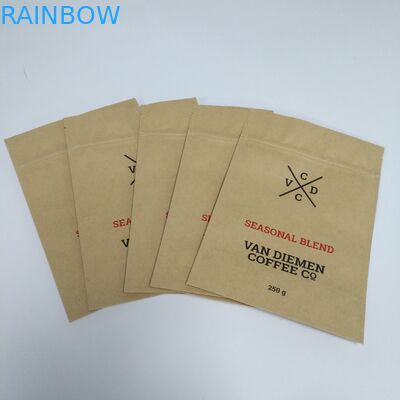 کیسه کرافت قهوهای مایل به زرد کیسه بسته بندی کیسه های بسته بندی پایین پایین تخت با زیپ