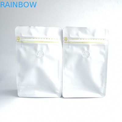 سفارشی مات سفید تخت پایین قهوه کیسه قابل استفاده مجدد زیپ آلومینیوم فویل چهار طبقه پایین با شیر