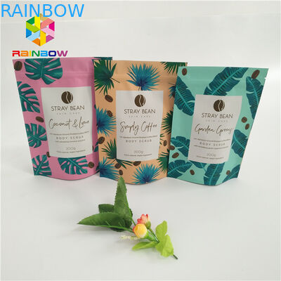 کیسه های قهوه ای لمینت پاکت های قهوه ای لمینت سفید و سفید پاکت تا کیسه ای با ziplock اشک بسته های نیش برای 500g 1kg 3kg