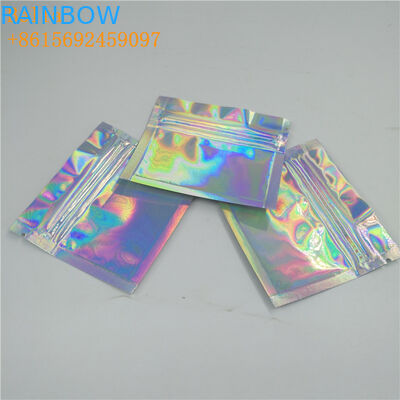 کیسه آرایشی هولوگرافی مینی 3 Side sealed کیسه Mylar Ziplock سفارشی چاپ شده