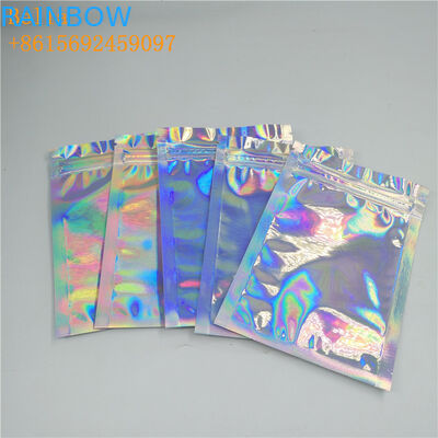 کیسه آرایشی هولوگرافی مینی 3 Side sealed کیسه Mylar Ziplock سفارشی چاپ شده