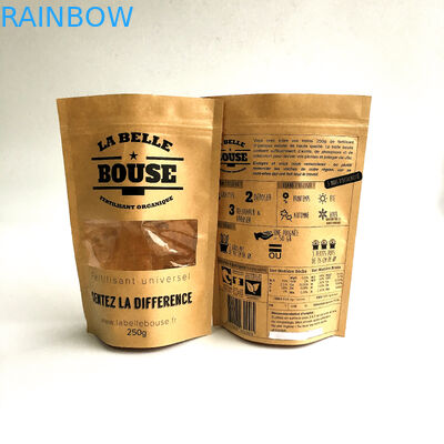 کیسه کاغذ سفارشی قابل بازیافت کیسه فیش طبیعی زیپ با پنجره