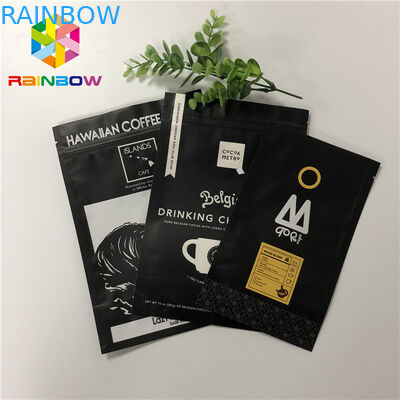 مت سیاه 200 گرم فویل آلومینیوم پایه تا کیسه زیپ قفل قهوه کیسه های چاپ عمیق