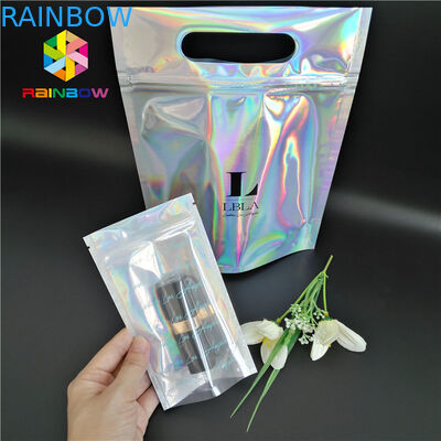 هولوگرام پلاستیکی Mylar Zipper لوازم آرایشی و بهداشتی بسته بندی کیسه CMYK رنگ با پنجره پاک