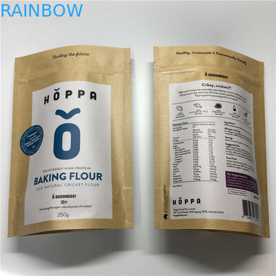 کیسه کاغذ قابل استفاده مجدد سفارشی چاپ فویل آلومینیوم Ziplock برای بسته بندی آرد مواد غذایی